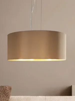 Novinka Závěsné světlo Maserlo kulaté, taupé-zlatá