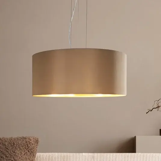 Novinka Závěsné světlo Maserlo kulaté, taupé-zlatá
