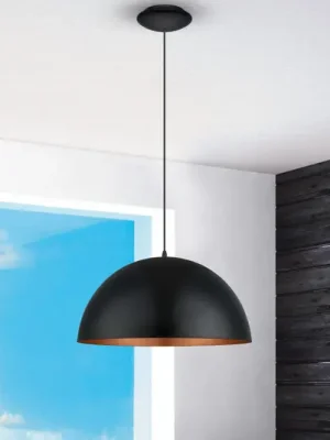 Pouze Dnes Gaetano 1 závěsné svítidlo, Ø 53 cm, černá/měděná, ocel