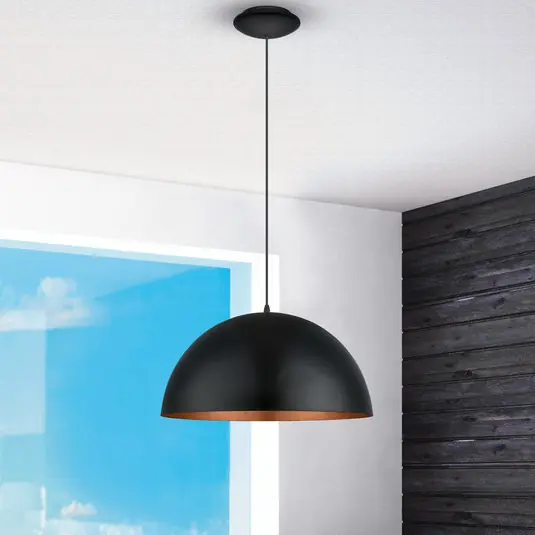 Pouze Dnes Gaetano 1 závěsné svítidlo, Ø 53 cm, černá/měděná, ocel