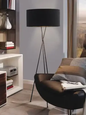 Nová Kolekce Stojací lampa Fondachelli s černým stínidlem