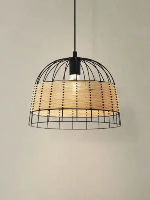 Závěsné světlo Anwick z oceli/ratanu, Ø 37 cm Novinka