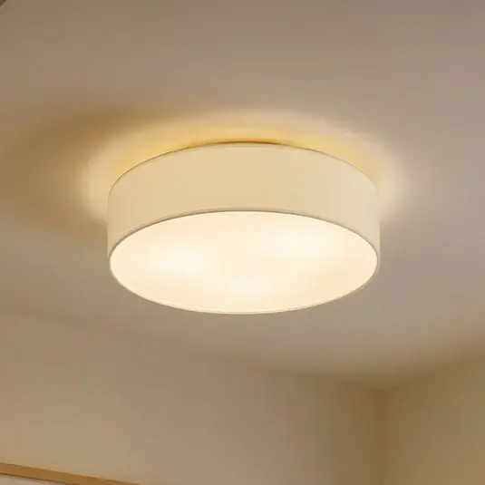 Lindby Stropní světlo Sebatin, Ø 50 cm, krémově bílá, látka, E27 Novinka