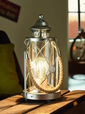 Světlá stolní lampa Kirian lucerna stříbrná-antika Pouze Dnes