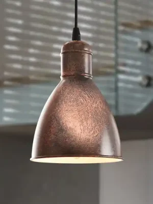 Nejprodávanější Vintage závěsné světlo Priddy 1 zdroj, měď antika