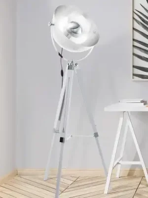 Stojací lampa Covaleda trojnožka bílá/stříbrná Levný