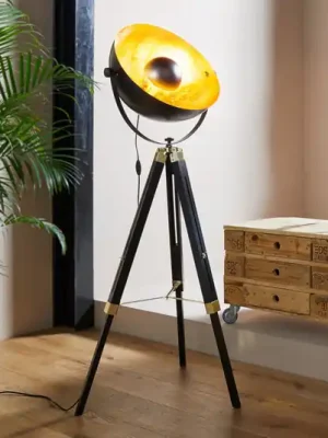 Vrácení Zdarma Stojací lampa Covaleda s trojnožkou černá/zlatá