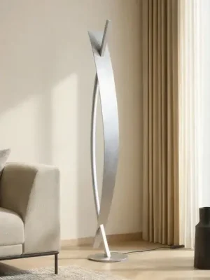 Vrácení Zdarma Stojací lampa Lucande LED Marija, stříbrná, stmívatelná, 140 cm