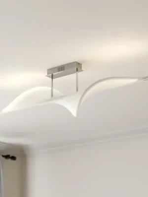 Cenově Výhodný Stropní svítidlo Lucande LED Edano, 122 cm, bílé, textilní, stmívatelné