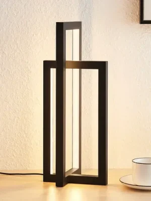 Stolní lampa Lucande LED Hylda, výška 42 cm, černá, hliník Dokud Zásoby Vydrží