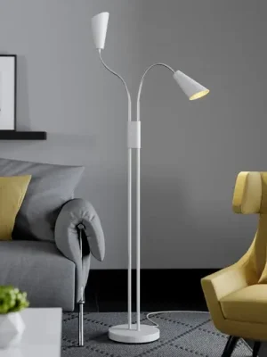 Stojací lampa Lucande Medira, bílá, 2 světla, nastavitelná, GU10 Výhodná Nabídka