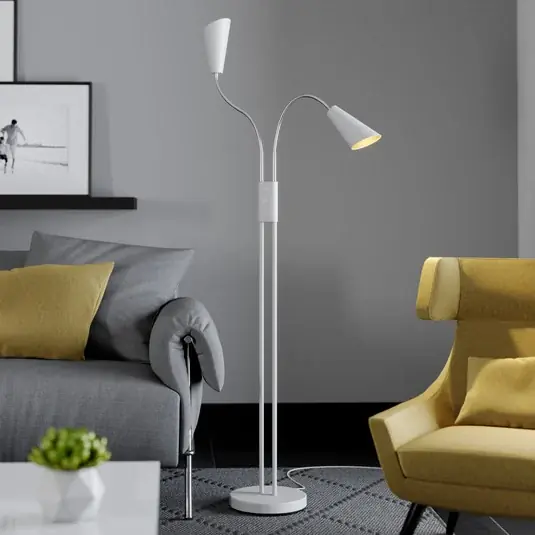 Stojací lampa Lucande Medira, bílá, 2 světla, nastavitelná, GU10 Výhodná Nabídka