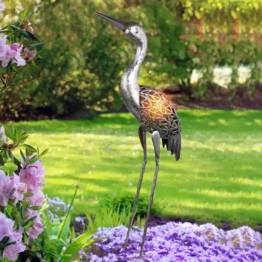 Solární ozdobná LED lampa 33216, jeřáb, šedá Must-Have