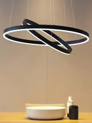 Závěsné svítidlo Arcchio LED Albiona, černé, 2 kruhy, Ø 60 cm Speciální Cena