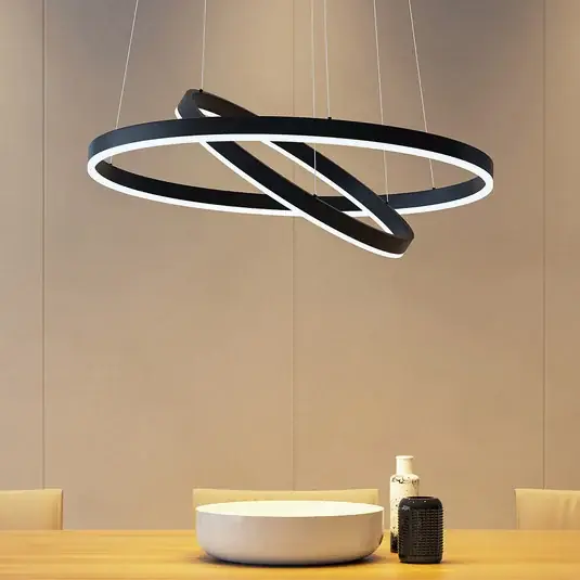 Závěsné svítidlo Arcchio LED Albiona, černé, 2 kruhy, Ø 60 cm Speciální Cena