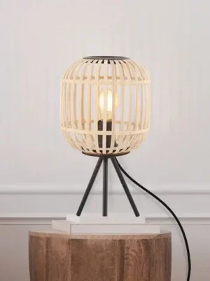Bordesley stolní lampa s dřevěným stínidlem Autentický