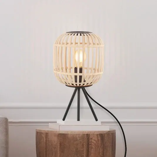 Bordesley stolní lampa s dřevěným stínidlem Autentický