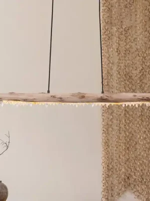 Expresní Doručení LED závěsné světlo Felicitas ze dřeva, délka 100cm