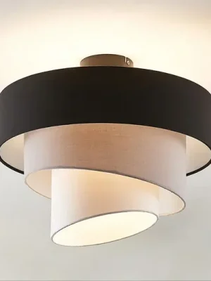 Značkový Stropní svítidlo Lindby Coria, černá/šedá/bílá, Ø 40 cm, E27