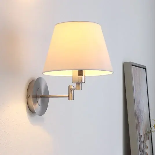 Nástěnné svítidlo Lindby Pola, 30 cm, nikl, výsuvné, textilní Poslední Šance