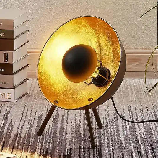 Stolní lampa Lindby Muriel, výška 38 cm, černá, zlatá, kov Objednat Nyní