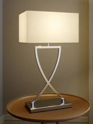 Akce Stolní lampa Lucande Evaine, chrom/bílá, kov, 66 cm, E27