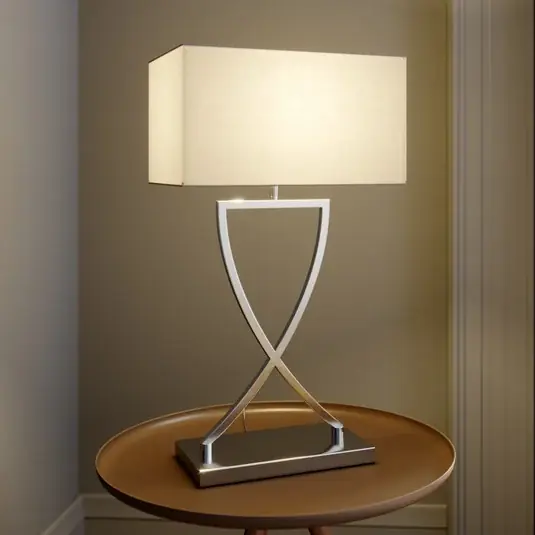 Akce Stolní lampa Lucande Evaine, chrom/bílá, kov, 66 cm, E27