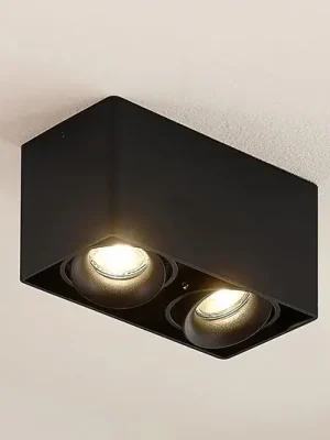 Značkový Svítidlo Arcchio Kubika, 19 cm, černé, 2 světla, kovové