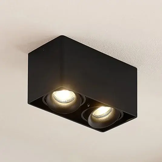 Značkový Svítidlo Arcchio Kubika, 19 cm, černé, 2 světla, kovové