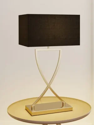 Stolní lampa Lucande Evaine, mosaz/černá, 66 cm, E27 Levný