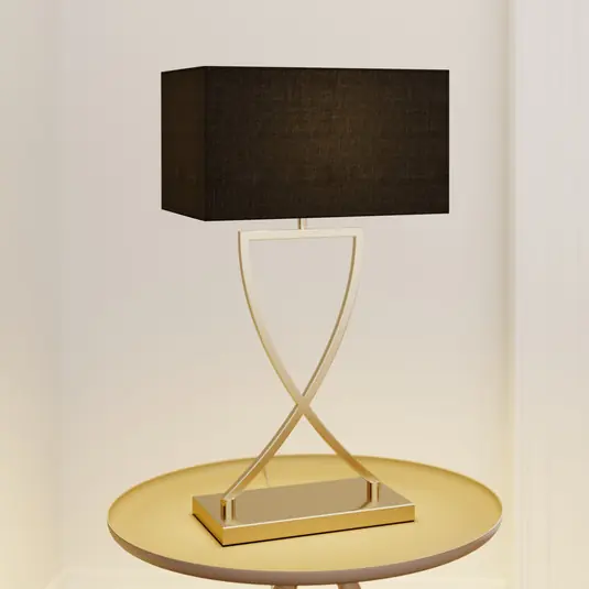 Stolní lampa Lucande Evaine, mosaz/černá, 66 cm, E27 Levný