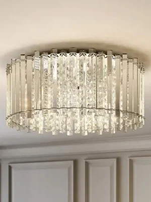 Stropní svítidlo Lucande Limana, Ø 50 cm, chrom, křišťál Akční Cena