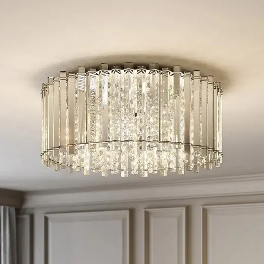Stropní svítidlo Lucande Limana, Ø 50 cm, chrom, křišťál Akční Cena
