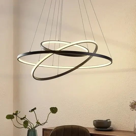 Lucande LED závěsné světlo Ezana, černé, kov, Ø 80 cm Výhodná Nabídka