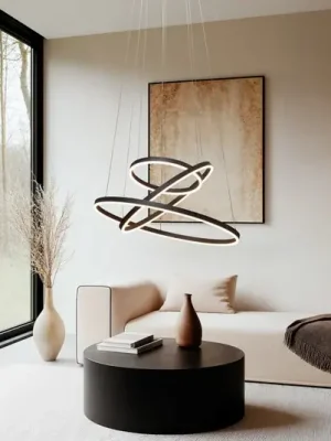 Závěsné svítidlo Arcchio LED Albiona, černé, 3 kruhy, Ø 80 cm Horká Nabídka