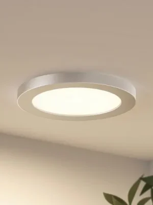Prios LED stropní svítidlo Aureka, Ø 23 cm, stříbrná, kov Výhodná Nabídka