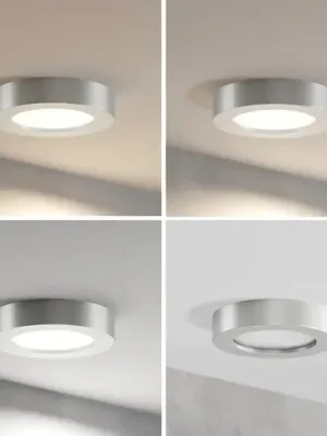 Top Prodej Stropní svítidlo Prios LED Edwina, stříbrné, 18 cm, CCT, IP44