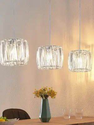 Akce Závěsná lampa Lindby Sofia, 107 cm, 3 světla, E14, chrom/čirá