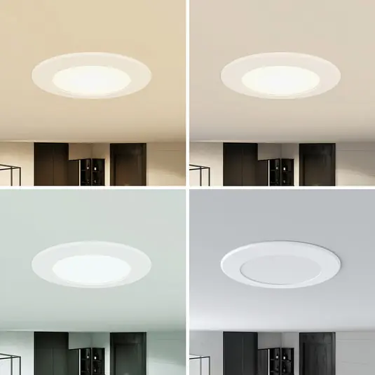 Vestavné bodové svítidlo Prios LED Rida, bílé. Ø 12 cm, CCT, IP44 Akční Nabídka