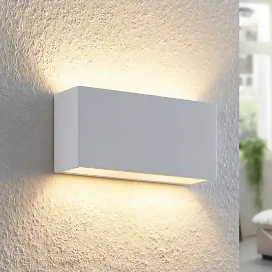 Nástěnné svítidlo Lindby Mavora, hranaté, 25 cm, bílé, sádra, G9 Jen Po Omezenou Doba