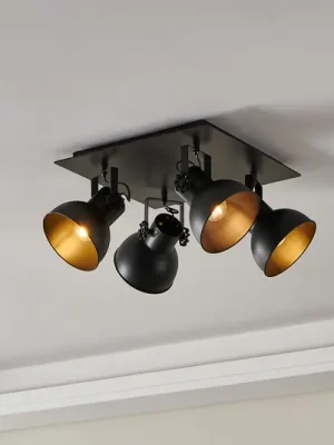 Stropní bodové světlo Barnstaple, černá, 4 zdroje Nejlepší Cena