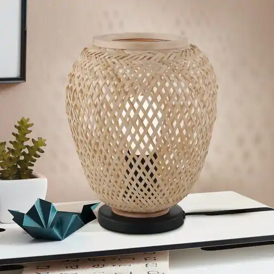 Vysoce Kvalitní Stolní lampa Dembleby ze dřeva, přírodní barvy