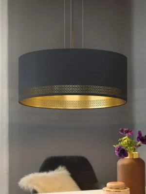 Závěsné svítidlo Esteperra, černá/zlatá, Ø 53 cm Výhodná Nabídka