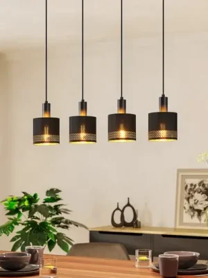 Omezená Nabídka Závěsné světlo Esteperra, černá/zlatá, 4 zdroje