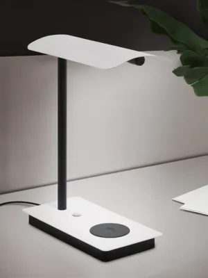 Aktuální LED stolní lampa Arenaza, stmívatelná, QI, bílá