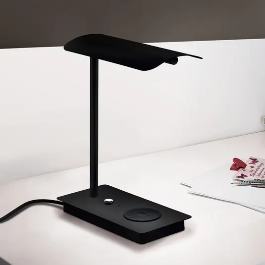 Autentický LED stolní lampa Arenaza, stmívatelná, QI, černá