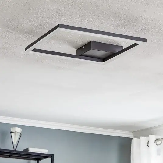 LED stropní svítidlo Bard, 42x42 cm, antracit Výprodej