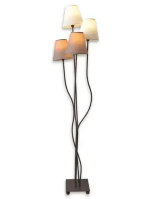 Must-Have Čtyřzdrojová textilní stojací lampa hnědá a bílá