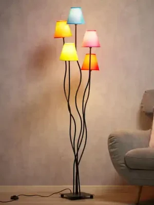 Textilní stojací lampa Colori 5zdrojová rozmanitá Akční Cena