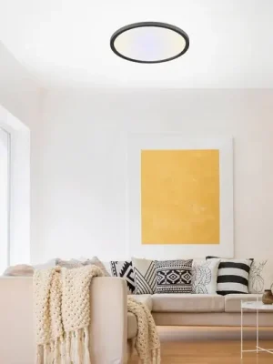 Ověřený LED stropní světlo Flat, CCT, Ø 40 cm, černá